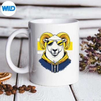 WhiteRamBlueYellowTeamColorsCoolSunglassesmug