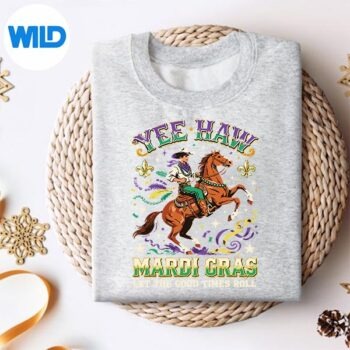 YeeHawMardiGrasCowHorseCarnivalsweater