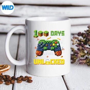 100DaysLevelUnlockedPixelGamerSchoolmug