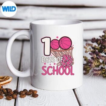 100DaysOfSchoolBasketballPinkGirlsSportsPlayermug