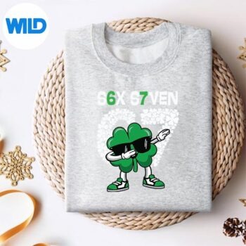 67MemeStPatricksDay2026SixSevenDabbingShamrocksweater