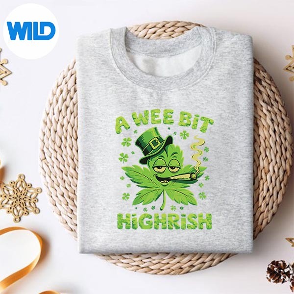 A Wee Bit Highrish Irish Pun Clover Silhouette SVG PNG Cut File 2 A Wee Bit Highrish Irish Pun Clover Silhouette SVG PNG Cut File - Image 2