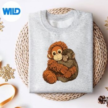 Alternative view of Baby Monkey Punch Mama Monkey Toy Warm Hug Cute Digital Design PNG