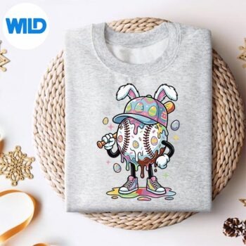 Alternative view of Baseball Drip Ice Cream Youth Easter Day SVG PNG Cut File PNG
