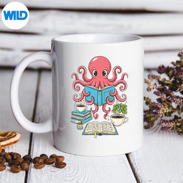 Bookish Octopus Reading Books And Coffee Literary SVG PNG PNG 3 Bookish Octopus Reading Books And Coffee Literary SVG PNG PNG - Image 3