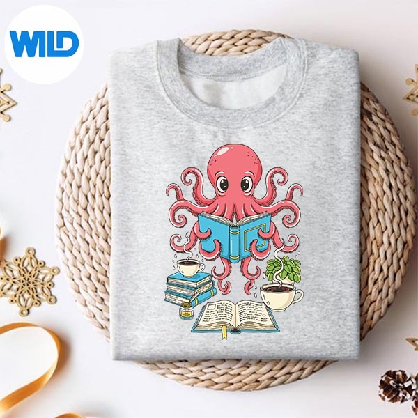 Bookish Octopus Reading Books And Coffee Literary SVG PNG PNG 2 Bookish Octopus Reading Books And Coffee Literary SVG PNG PNG - Image 2