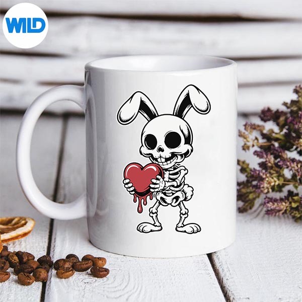 Bunny Rabbit Skeleton Holding Melting Heart Goth Valentine Cut File 3 Bunny Rabbit Skeleton Holding Melting Heart Goth Valentine Cut File - Image 3