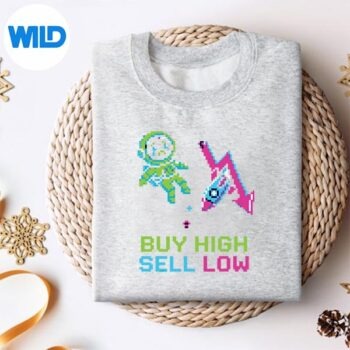 BuyHighSellLowCryptoCrashPixelArtAstronautsweater
