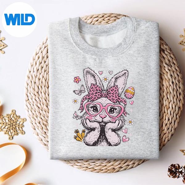 Cute Bunny Rabbit Face Leopard Coquette Bow Easter Girl Vector Design 2 Cute Bunny Rabbit Face Leopard Coquette Bow Easter Girl Vector Design - Image 2