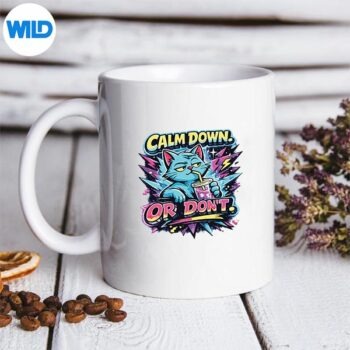 Dark Humor Cat Calm Down Or Dont Silhouette SVG PNG Cut File 5 DarkHumorCatCalmDownOrDontmug