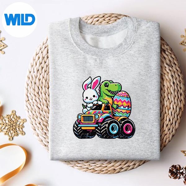 Easter Bunny Dino On Monster Truck Egg Toddler Silhouette SVG PNG Cut File 2 Easter Bunny Dino On Monster Truck Egg Toddler Silhouette SVG PNG Cut File - Image 2