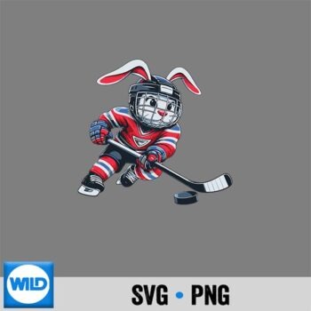 Easter Bunny Ice Hockey Player Cute Rabbit SVG Cut File PNG