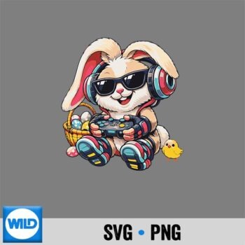 Easter Video Games Bunny Happy Easter Day Gamer Cut File PNG