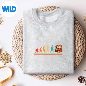 Alternative view of Evolution Hugging Monkey Punch Primate Science PNG SVG for Cricut PNG