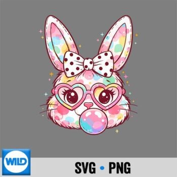 Girls Easter Cute Bunny Face Pink Easter Girls SVG PNG Digital Design PNG