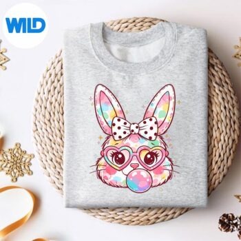 Alternative view of Girls Easter Cute Bunny Face Pink Easter Girls SVG PNG Digital Design PNG