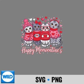 Happy Meowentines Valentine Cat Lovers SVG PNG Digital Download