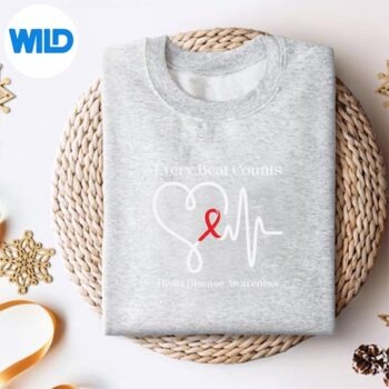 Alternative view of Heart Disease Awareness Every Beat Counts Cardiology Support Silhouette SVG PNG Cut File