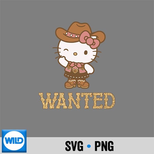 Hello Kitty Wanted Western Cute Coquette Cowgirl SVG Cut File PNG 1 Hello Kitty Wanted Western Cute Coquette Cowgirl SVG Cut File PNG