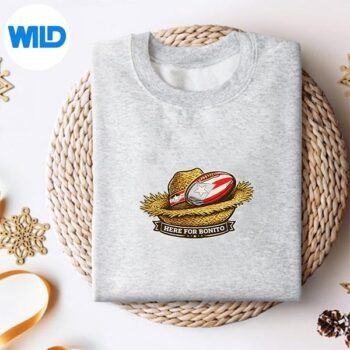 HereForBonitoStrawHatFootballBadgesweater