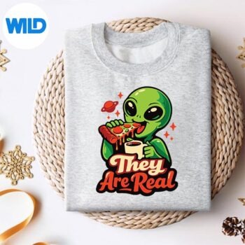 HeyAreRealAlienPizzaCoffeeSpaceIllustrationsweater