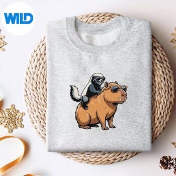 Alternative view of Honey Badger Riding Capybara With Sunglasses Meme Cut File