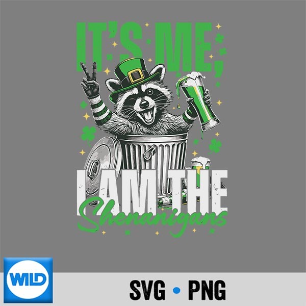 Its Me Im The Shenanigans Raccoon St Patricks Day Cut File PNG 1 Its Me Im The Shenanigans Raccoon St Patricks Day Cut File PNG