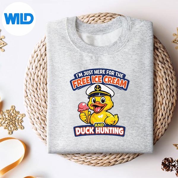 Just Here For The Free Ice Cream Duck Hunting Cruise Silhouette SVG PNG Cut File 2 Just Here For The Free Ice Cream Duck Hunting Cruise Silhouette SVG PNG Cut File - Image 2