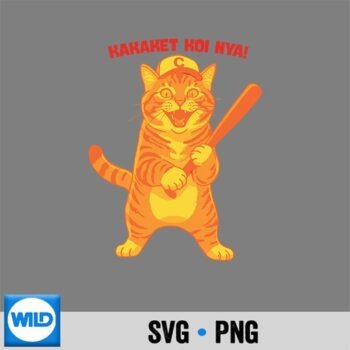 Kakaket Koi Nya The Cat That Became A Struggle When You Play Baseball Vector Design