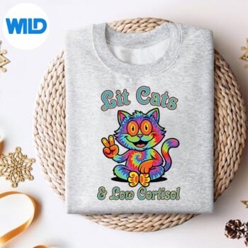 Lit Cats Low Cortisol Levels Psychedelic Tie Dye Peace Triblend Vector Design 4 LitCatsLowCortisolLevelsPsychedelicTieDyePeaceTriblendsweater