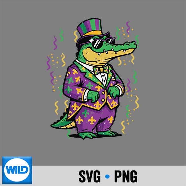 Mardi Gras Alligator Suit Fat Tuesday Nola Silhouette SVG PNG 1 Mardi Gras Alligator Suit Fat Tuesday Nola Silhouette SVG PNG