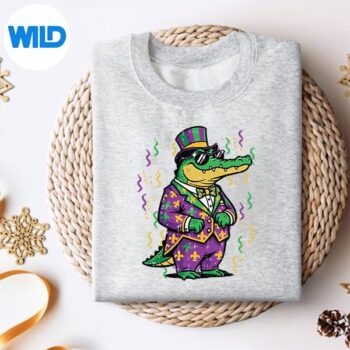 Mardi Gras Alligator Suit Fat Tuesday Nola Silhouette SVG PNG 4 MardiGrasAlligatorSuitFatTuesdayNolasweater
