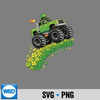 Monster Truck Shamrock St Patricks Day SVG PNG Cut File