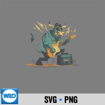 Nice Beef With Rock Guitar And Sunglasses For Cattle Lovers SVG PNG Download