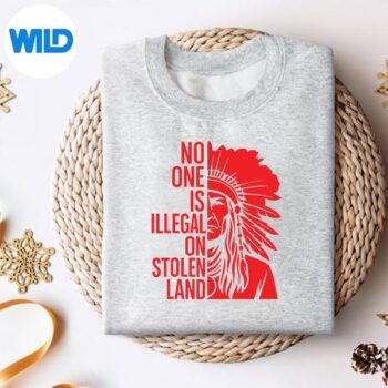 Alternative view of No One Is Illegal On Stolen Land Indigenous Rights Retro Art Silhouette SVG PNG Cut File
