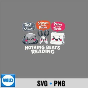 Nothing Beats Reading Book Librarian Across America Silhouette SVG PNG Cut File PNG