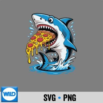 Classic Shop 60 Pizza Eating Shark Food Lovers Jawsome SVG Cut File PNG