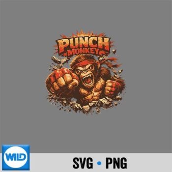 Punch Monkey Aggressive Monkey Fighter Vector Design PNG
