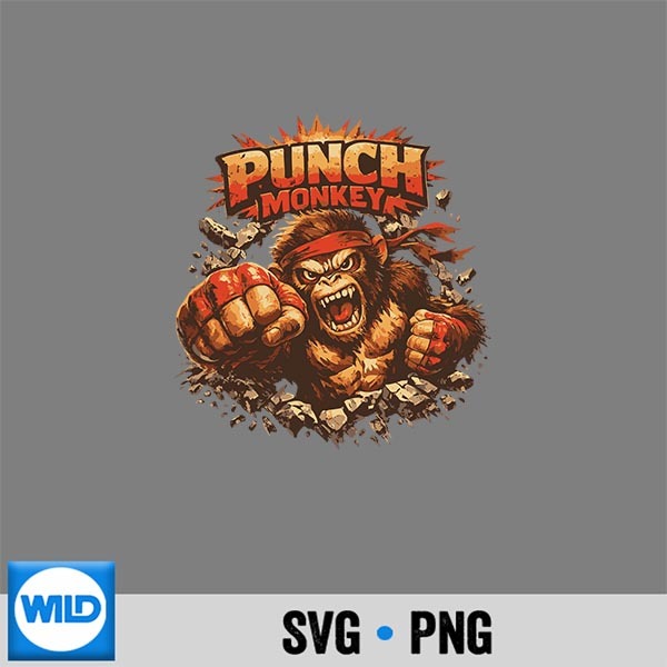 Punch Monkey Aggressive Monkey Fighter Vector Design PNG 1 Punch Monkey Aggressive Monkey Fighter Vector Design PNG