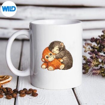 PunchTheMonkeyCuddlingStuffedAnimalMemeViralInternetmug