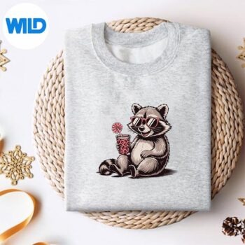 Raccoon Drinking Iced Coffee Animal Digital Download 4 RaccoonDrinkingIcedCoffeeAnimalsweater