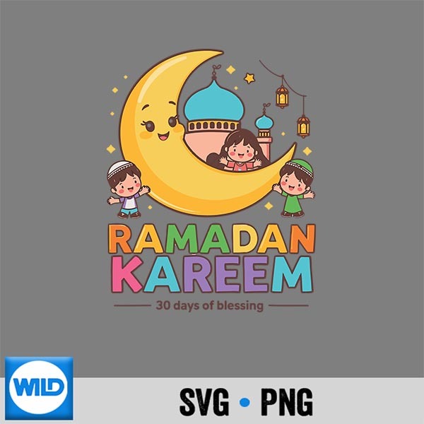 Ramadan Kareem Cute Crescent Moon Muslim Children Design for Cricut 1 Ramadan Kareem Cute Crescent Moon Muslim Children Design for Cricut