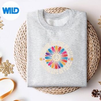 Alternative view of Retro Peace Flower Imagine All The People Boho Hippie 70s Vector Design