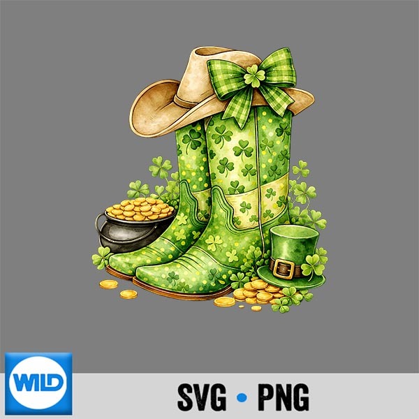 Retro Western Cow Boots Cowgirl St Patricks Day For SVG PNG Download PNG 1 Retro Western Cow Boots Cowgirl St Patricks Day For SVG PNG Download PNG