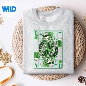 Shamrock Queen Playing Card Saint Patricks Day SVG PNG Digital Design 4 ShamrockQueenPlayingCardSaintPatricksDaysweater