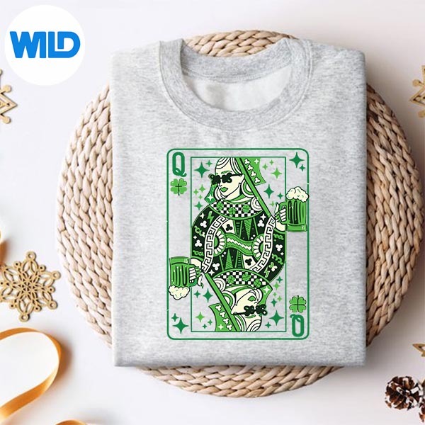 Shamrock Queen Playing Card Saint Patricks Day SVG PNG Digital Design 2 Shamrock Queen Playing Card Saint Patricks Day SVG PNG Digital Design - Image 2