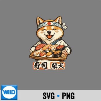 Classic Shop 54 Shiba Inu Dog Eating Sushi Japanese Food Kawaii Design for Cricut PNG