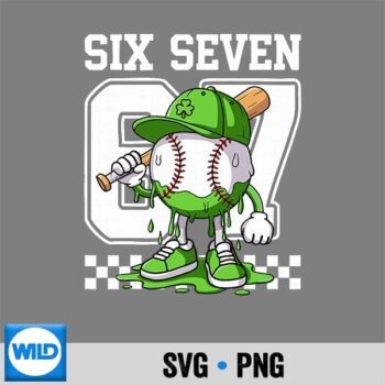 St Patricks Day 67 Six Seven Baseball Ice Cream Drip SVG PNG Cut File PNG