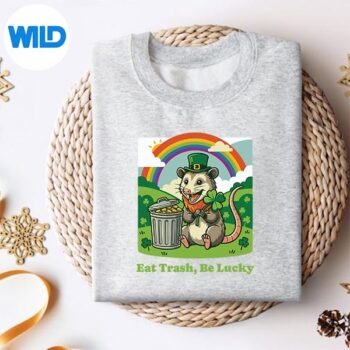 Alternative view of St Patricks Day Opossum Eat Trash Be Lucky Leprechaun Hat Digital Download PNG
