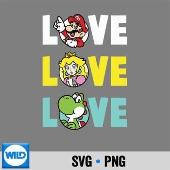 Super Mario Love Colorful Text Word Stack Group Shot Digital Download